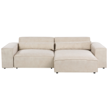 Modular Corner Sofa 3 Seater HELLNAR Velvet Light Beige Left Hand