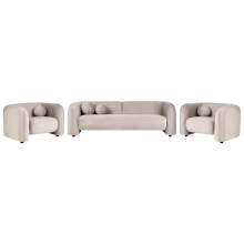 Living Room Set 5 Seater LEIREN Velvet Taupe