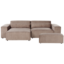Modular Corner Sofa 3 Seater HELLNAR with Ottoman Fabric Light Brown Right Hand