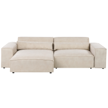 Modular Corner Sofa 3 Seater HELLNAR Velvet Light Beige Right Hand