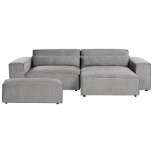 Modular Corner Sofa 3 Seater HELLNAR with Ottoman Fabric Grey Left Hand