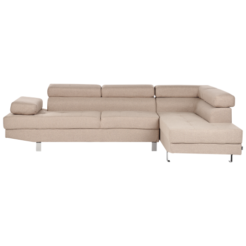 Beliani Corner Sofa 5 Seater NORREA Fabric Light Brown Left Hand