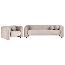 Living Room Set 4 Seater LEIREN Velvet Taupe