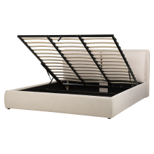 Ottoman Bed BAJONNA Fabric Light Beige 180 x 200 cm (EU Super King)