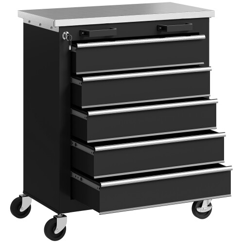Homcom Carro de Herramienta Negro 65.5 x 34.5 x 76 cm