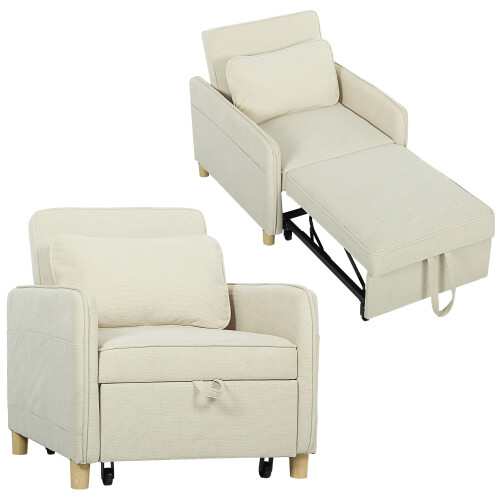Homcom Sofá Cama Individual Beige 74 x 85.5 x 82 cm