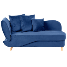Left-Hand Chaise Longue MERI with Storage Velvet Navy Blue