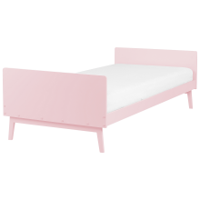 Bed Pine Wood BONNAC 90 x 200 cm (EU Single) Pastel Pink