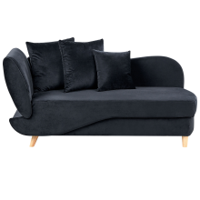 Left-Hand Chaise Longue MERI with Storage Velvet Black