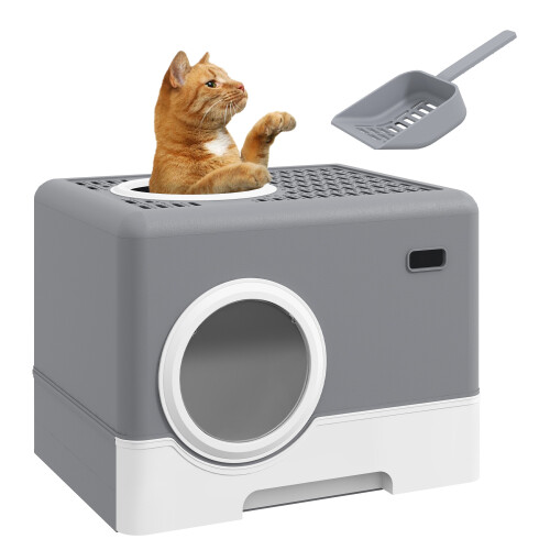 PawHut Arenero para Gato Gris 52 x 41 x 38.5 cm