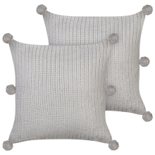 Set of 2 Decorative Cushions OCOTEA 45 x 45 cm Cotton Grey Solid