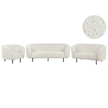 Living Room Set 6 Seater LOEN Boucle White