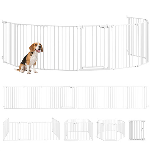 PawHut Barrera para Mascota Blanco 488 x 3 x 75 cm