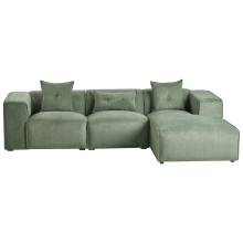 Corner Sofa 3 Seater DOLVA Chenille Dark Green Left Hand