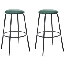 Set of 2 Bar Chairs MORTON Velvet Emerald Green