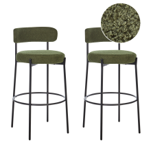 Set of 2 Bar Chairs ALLISON Boucle Green