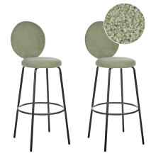 Set of 2 Bar Chairs EMERY Boucle Light Green