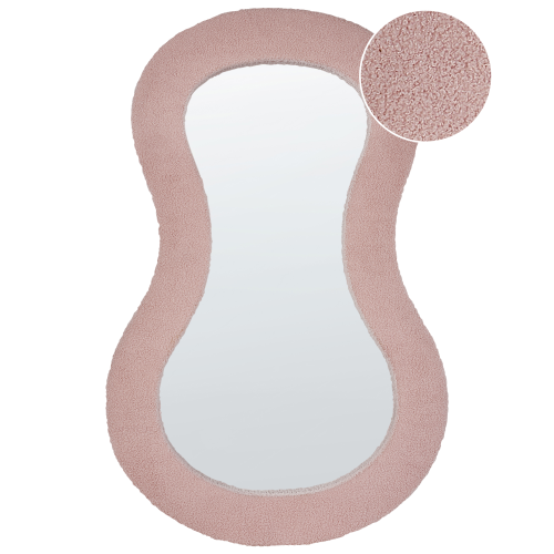 Beliani Wall Mirror PLANCHEZ 70 cm 112 cm Boucle Pink