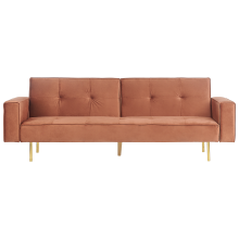 Sofa Bed 3 Seater VISNES Velvet Golden Brown