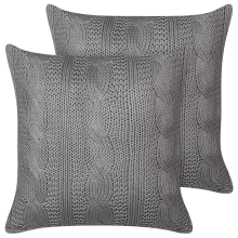 Set of 2 Decorative Cushions CONSTYLIS 45 x 45 cm Cotton Dark Grey Solid