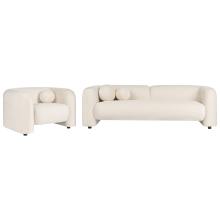 Living Room Set 4 Seater LEIREN Velvet Off-White
