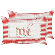 Set of 2 Decorative Cushions ALSINE 30 x 50 cm Cotton Red Striped