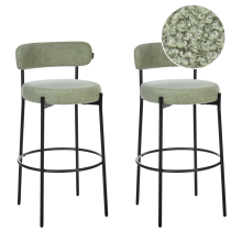 Set of 2 Bar Chairs ALLISON Boucle Light Green