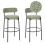 Beliani Set of 2 Bar Chairs ALLISON Boucle Light Green 1