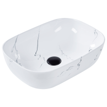 Countertop Basin HOPI 470 x 340 mm Ceramic White Marble