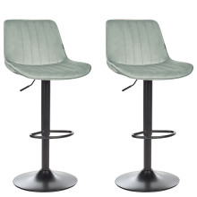 Set of 2 Bar Chairs DUBROVNIK Swivel Velvet Mint Green