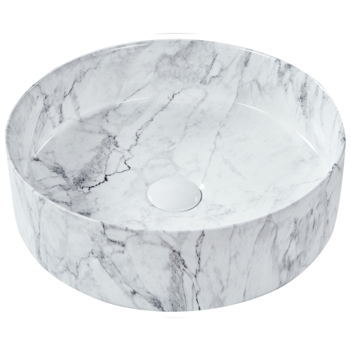 Beliani Countertop Basin MANIS  400 mm Ceramic White Marble