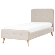 Bed Faux Linen RENNES 90 x 200 cm (EU Single) Light Beige