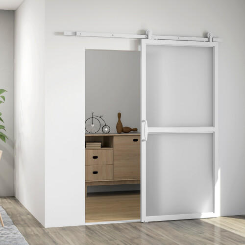 Homcom Herrajes Puertas Corredera Blanco 200 x 40 x 0.6 cm 1