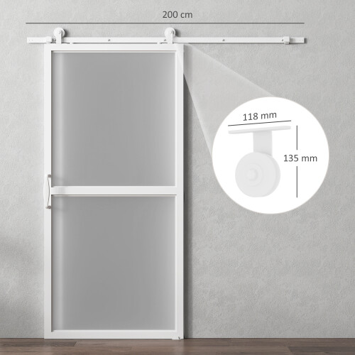 Homcom Herrajes Puertas Corredera Blanco 200 x 40 x 0.6 cm 2