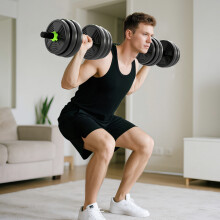 SPORTNOW 20 kg 3-in-1 Adjustable Dumbbell & Barbell Set with EZ Bar, Green