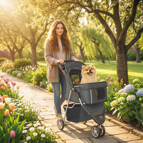 PawHut Carrito para Perro Gris 77 x 44 x 102 cm 1