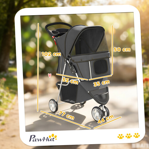 PawHut Carrito para Perro Gris 77 x 44 x 102 cm 2