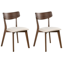 Set of 2 Dining Chairs HOLLY Wood Dark Brown/ Off-White