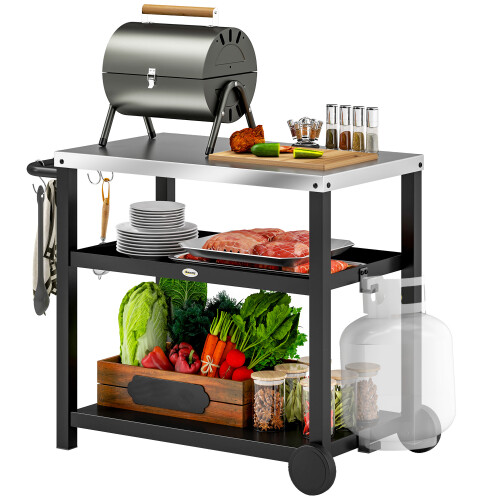 Outsunny Carrito de Parrilla Gris 102 x 50 x 81 cm