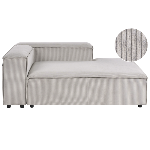 Beliani Left-Hand Chaise Longue ARDAL Corduroy Taupe