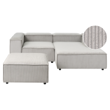 Modular Corner Sofa 2 Seater ARDAL with Ottoman Corduroy Taupe Left Hand