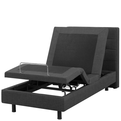 Beliani Adjustable Bed Fabric DUKE 90 x 200 cm (EU Single) Dark Grey