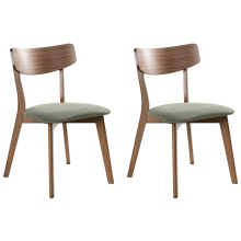 Set of 2 Dining Chairs HOLLY Wood Dark Brown/ Green