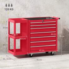 Carro de Herramienta Rojo 96 x 33.5 x 75 cm