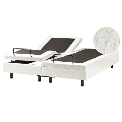 Beliani Adjustable Bed without Headboard Boucle DUKE 160 x 200 cm (EU King Size) Off-White