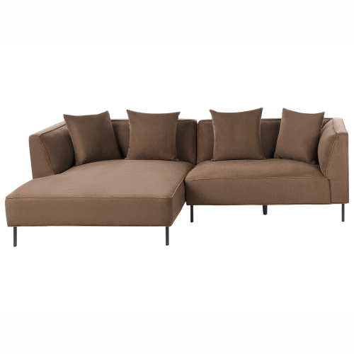 Beliani Corner Sofa 3 Seater SATER Fabric Brown Right Hand
