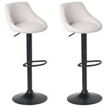 Set of 2 Bar Stools MEDULIN Swivel Fabric Light Grey