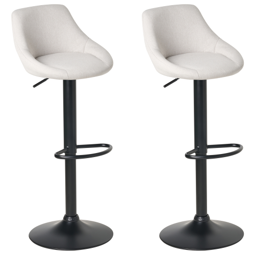 Beliani Set of 2 Bar Stools MEDULIN Swivel Fabric Light Grey
