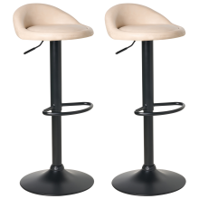 Set of 2 Bar Stools MEEDER Swivel Faux Leather Light Beige