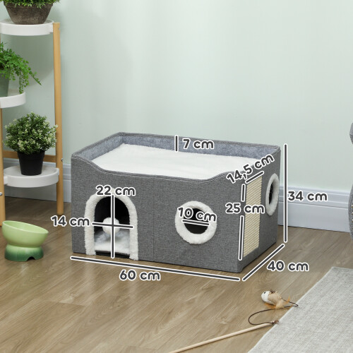 PawHut Casa para Gato Gris 60 x 40 x 34 cm 2